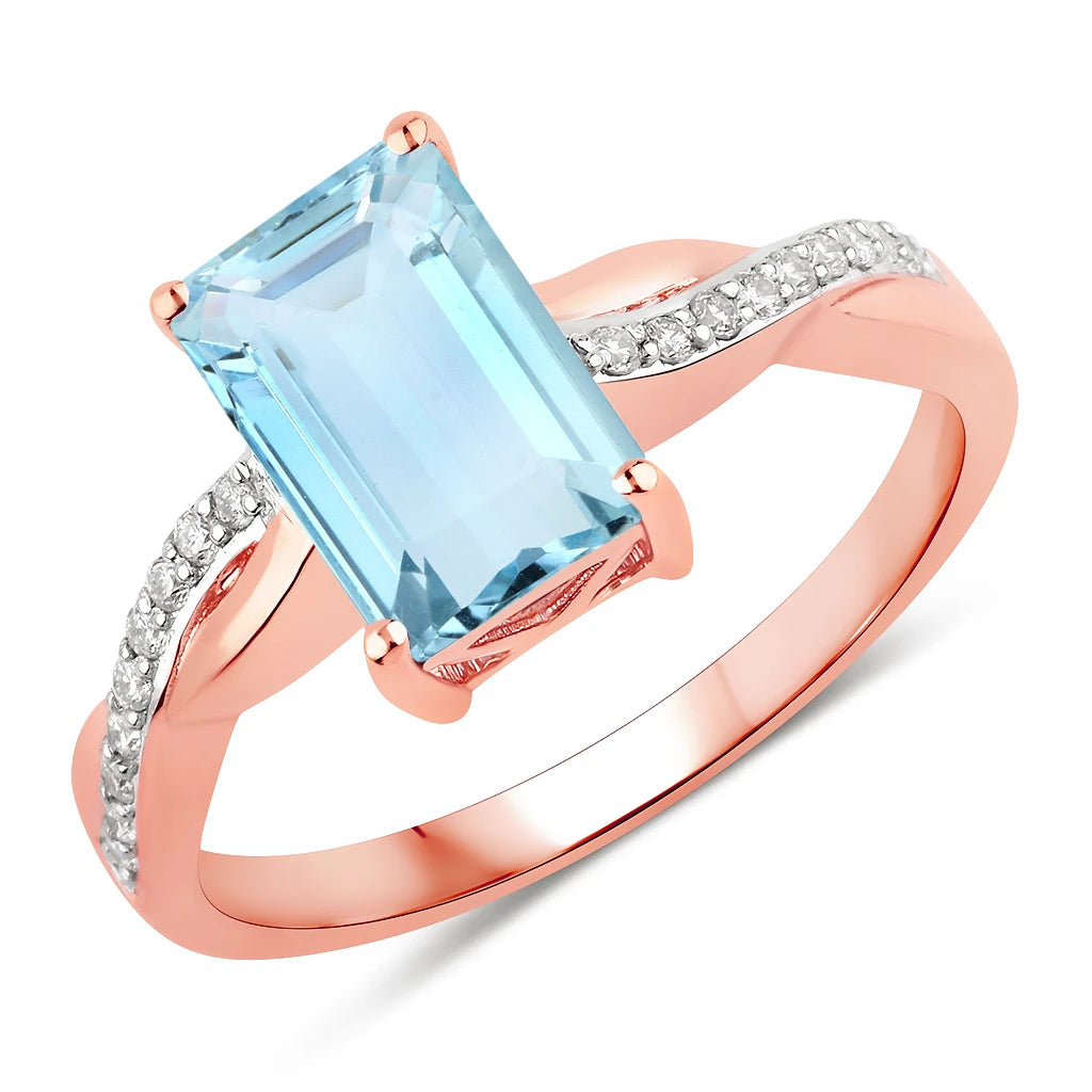 Twisted Emerald Cut Diamond Halo Ring
