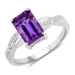 Twisted Emerald Cut Diamond Halo Ring