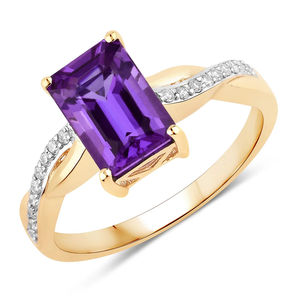 Twisted Emerald Cut Diamond Halo Ring