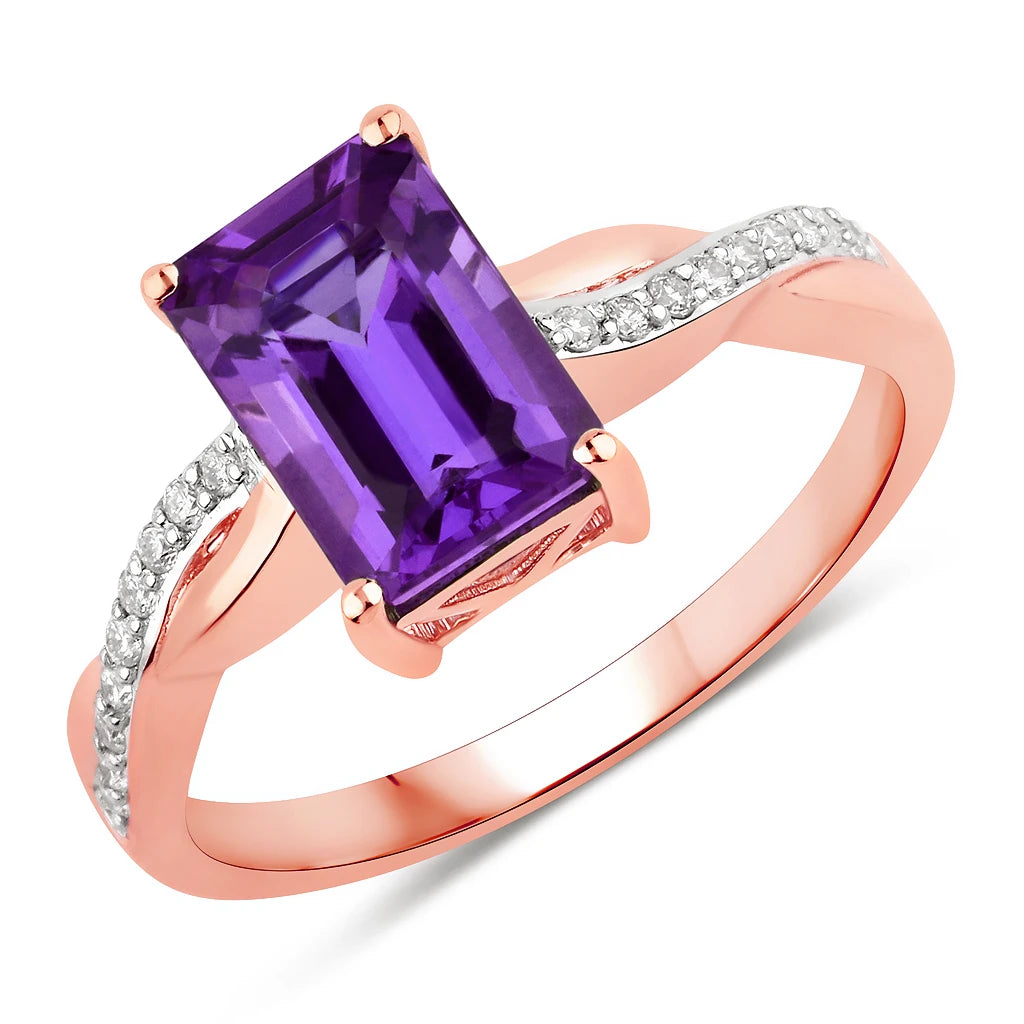 Twisted Emerald Cut Diamond Halo Ring