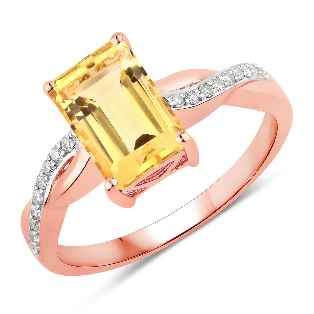 Twisted Emerald Cut Diamond Halo Ring