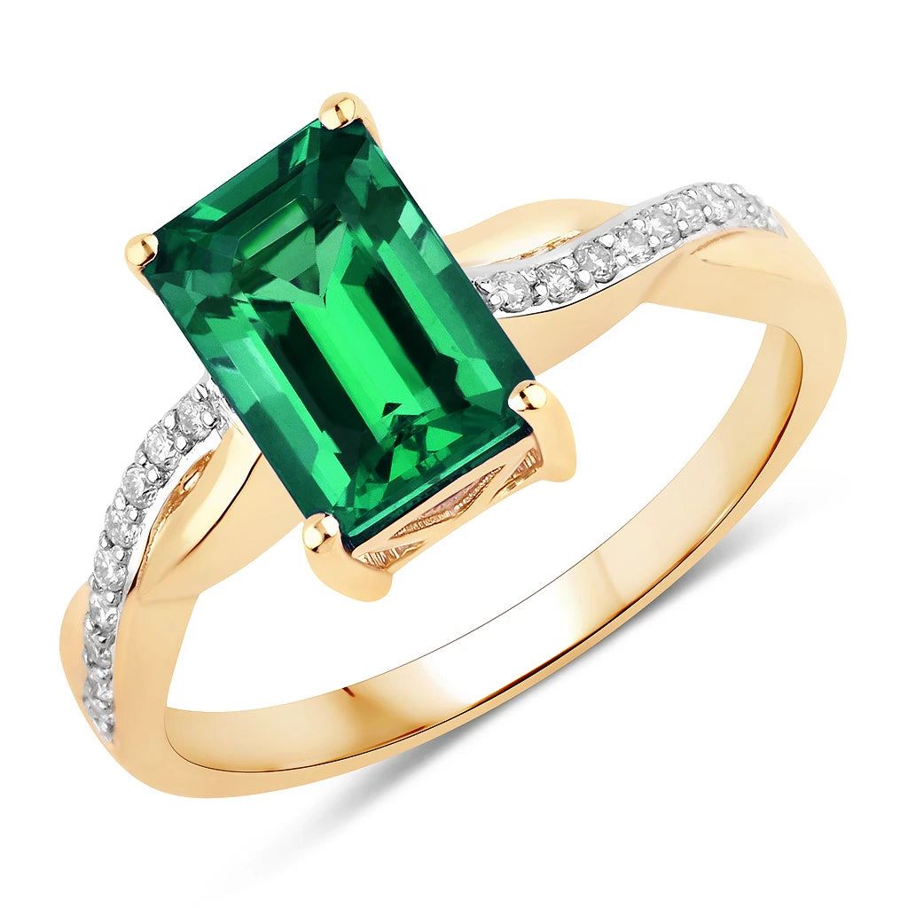 Twisted Emerald Cut Diamond Halo Ring