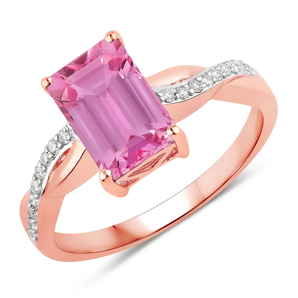 Twisted Emerald Cut Diamond Halo Ring