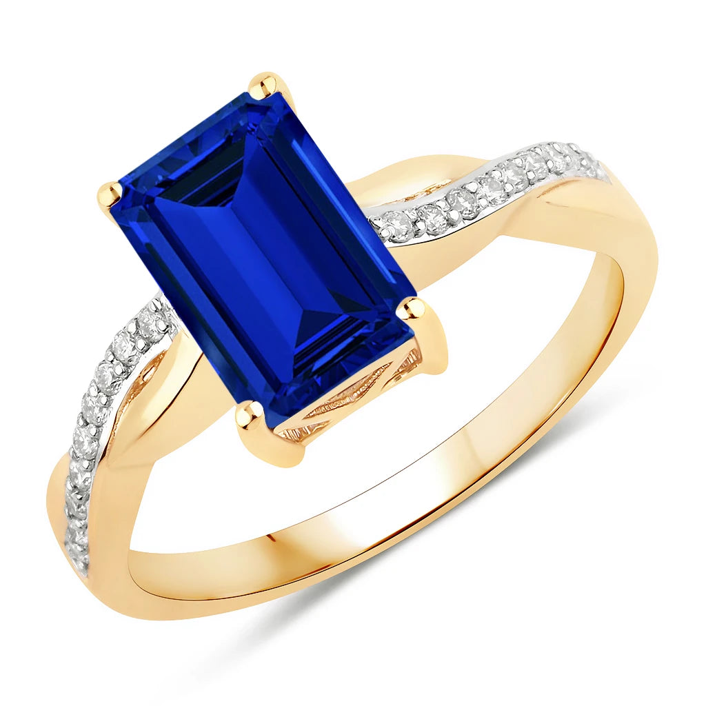 Twisted Emerald Cut Diamond Halo Ring