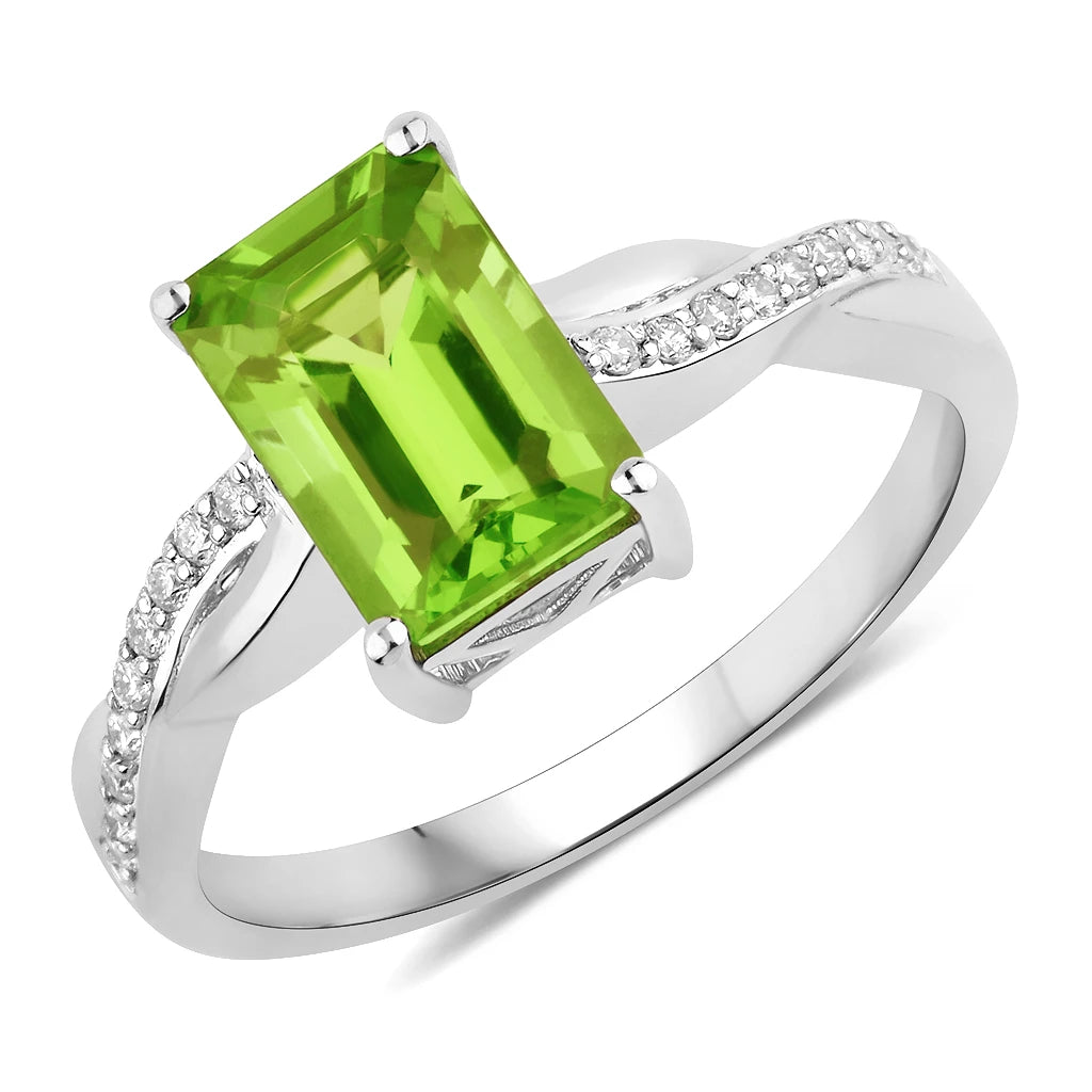 Twisted Emerald Cut Diamond Halo Ring