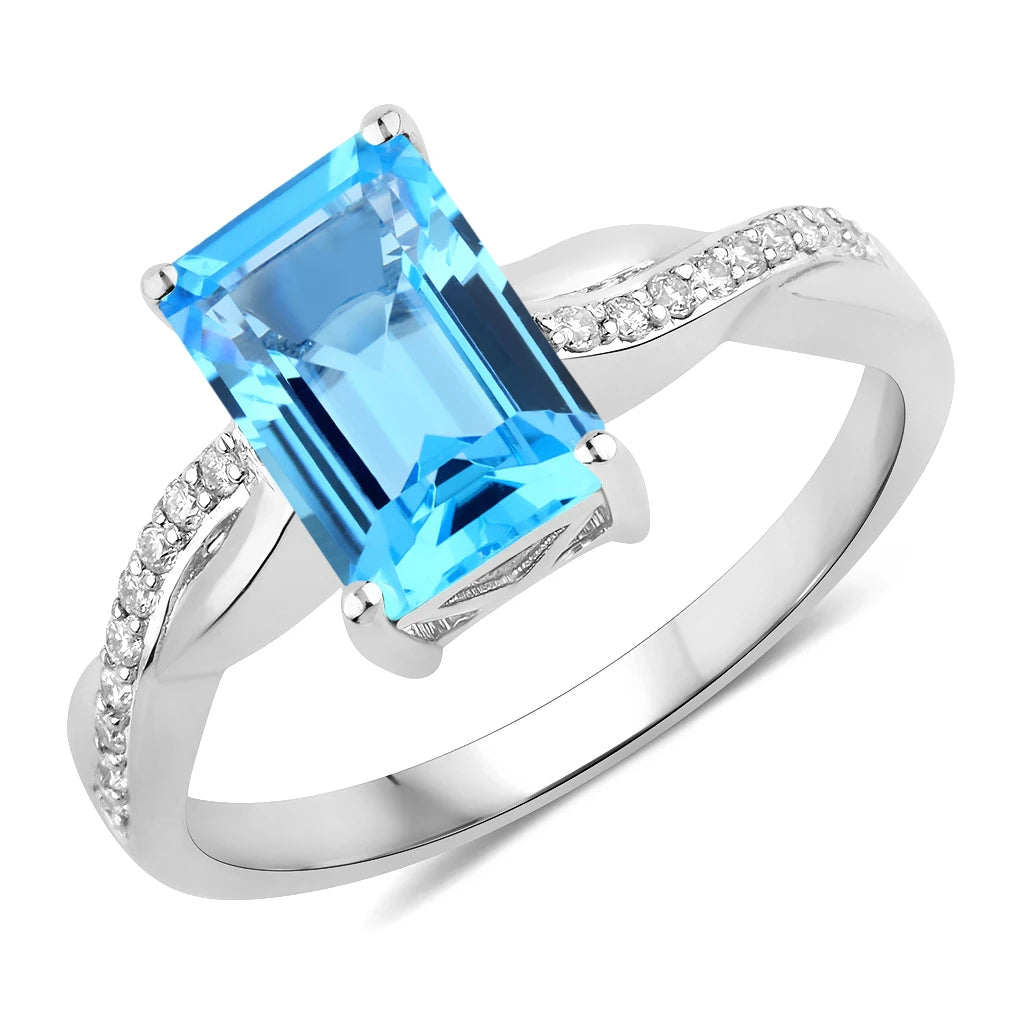 Twisted Emerald Cut Diamond Halo Ring
