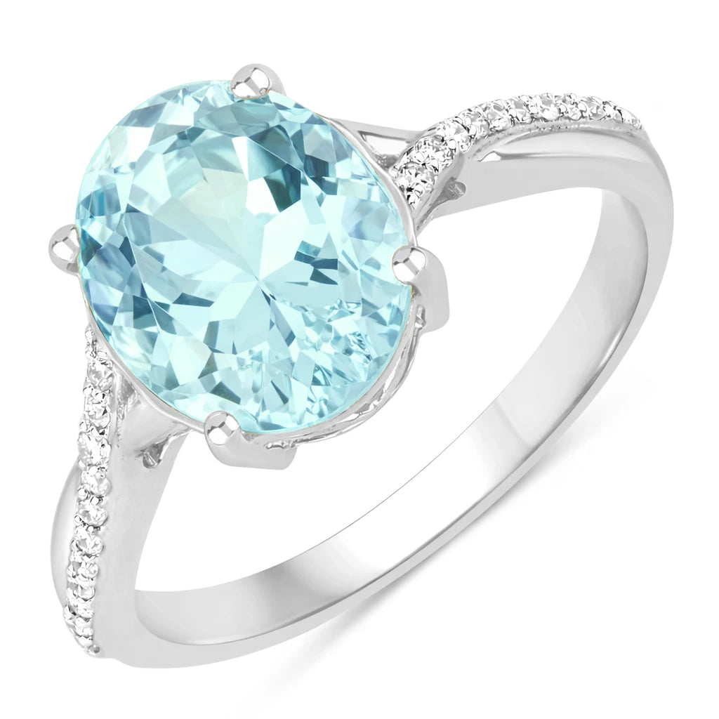 Twisted Detail Oval Cut Diamond Accent Ring