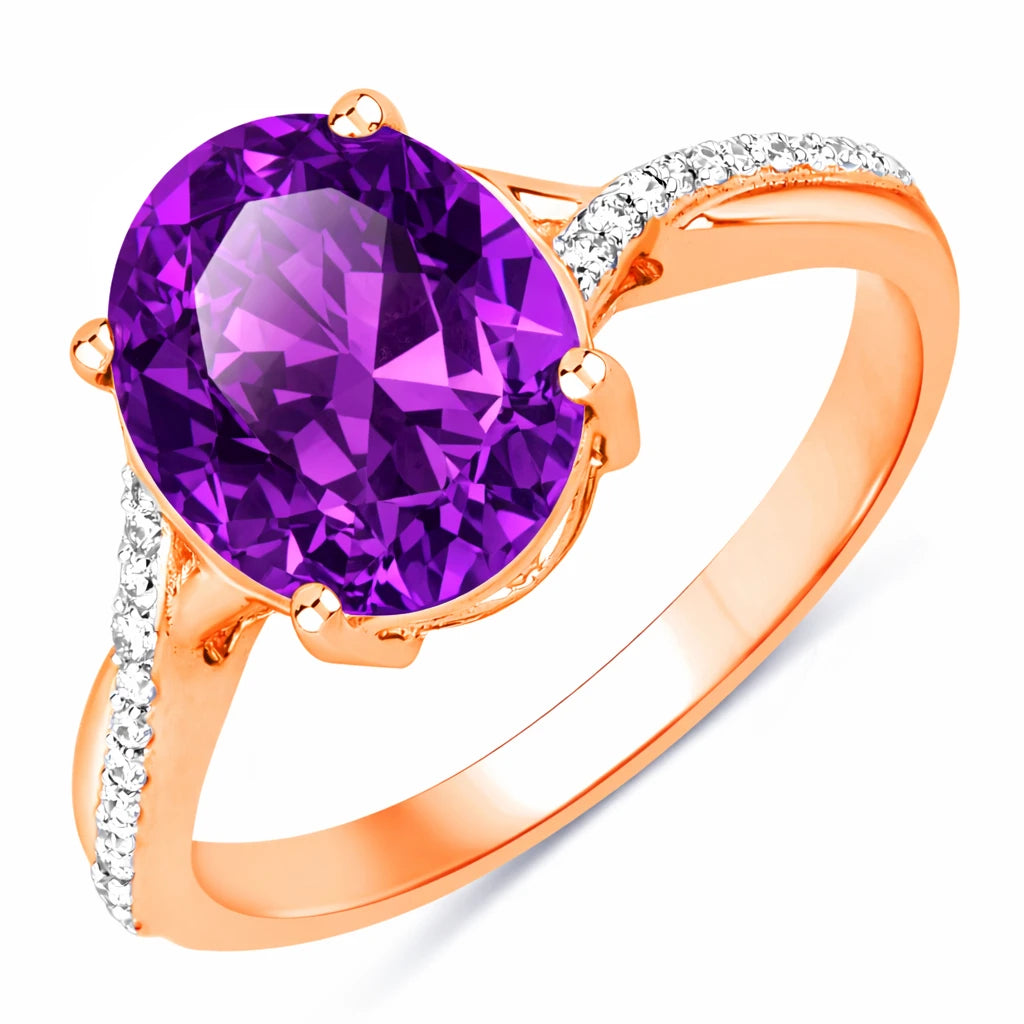 Twisted Detail Oval Cut Diamond Accent Ring