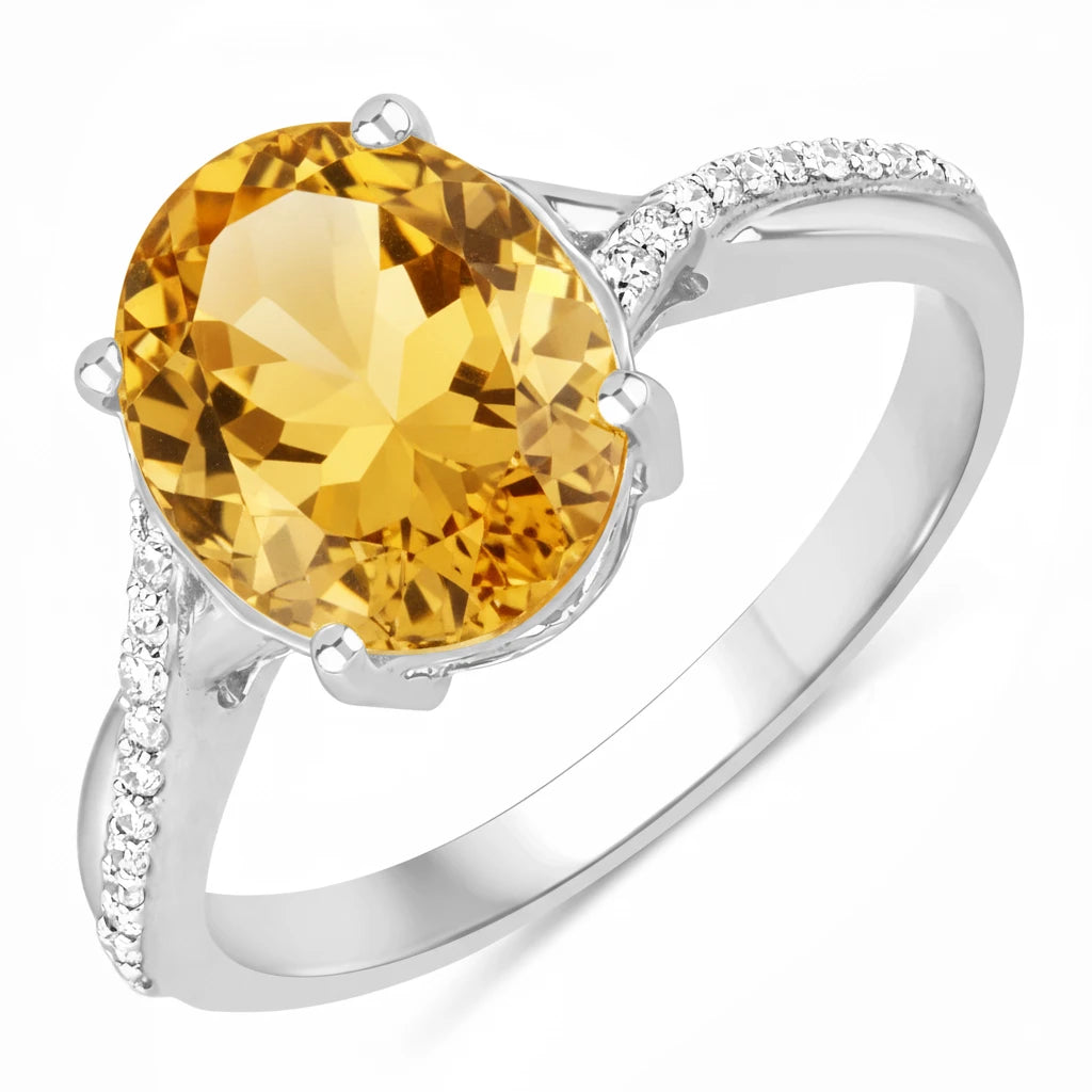 Twisted Detail Oval Cut Diamond Accent Ring