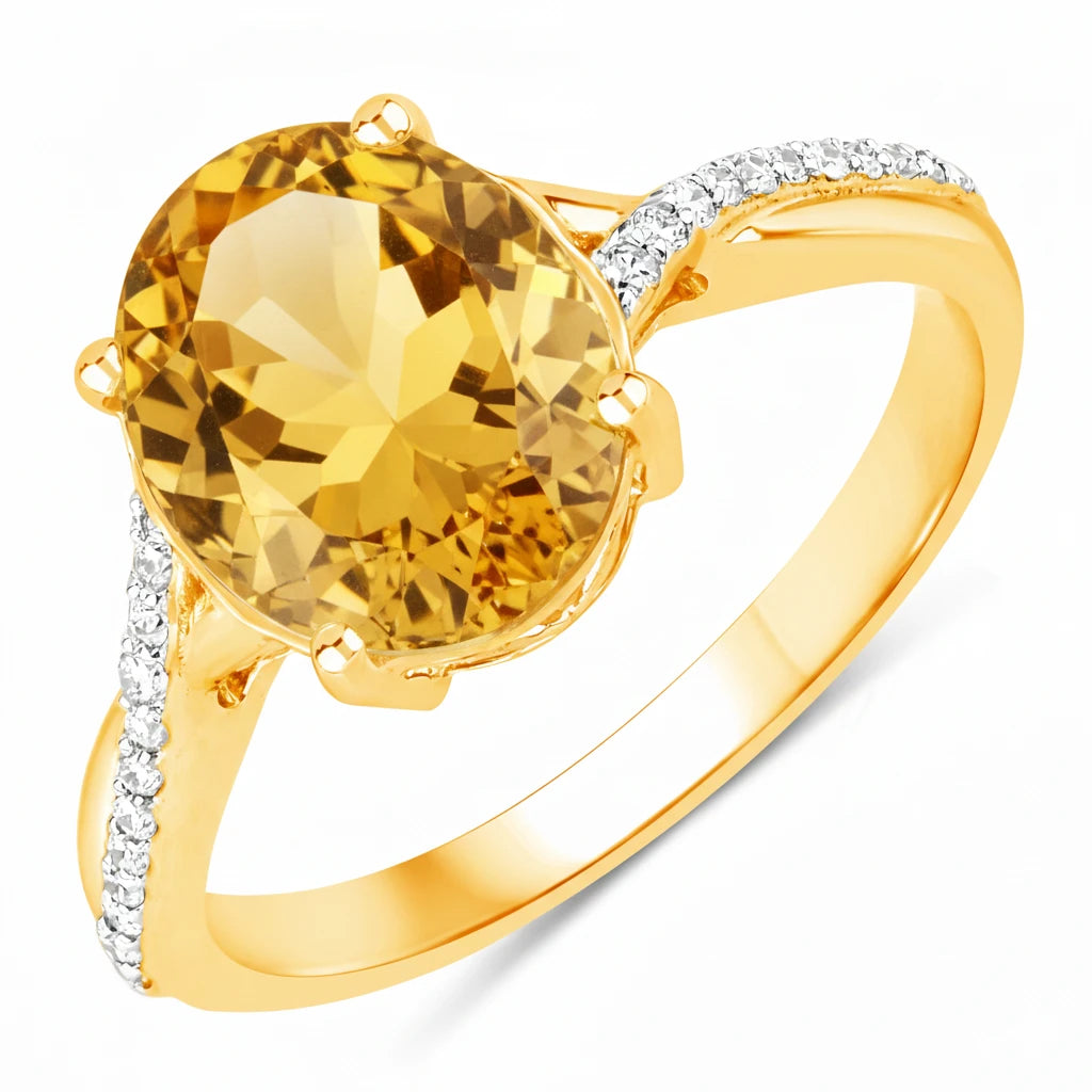 Twisted Detail Oval Cut Diamond Accent Ring