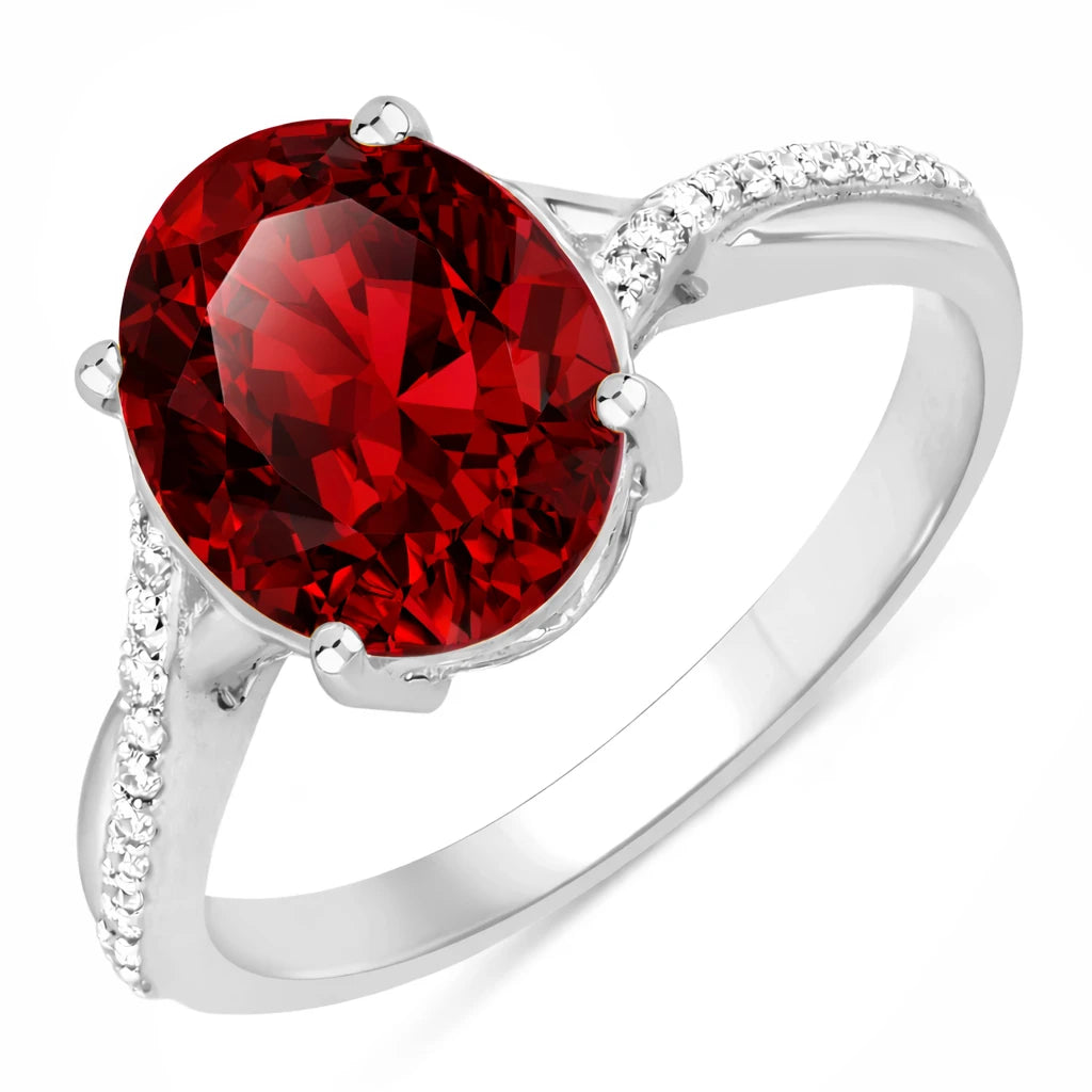 Twisted Detail Oval Cut Diamond Accent Ring