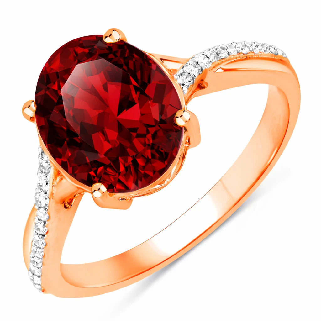 Twisted Detail Oval Cut Diamond Accent Ring