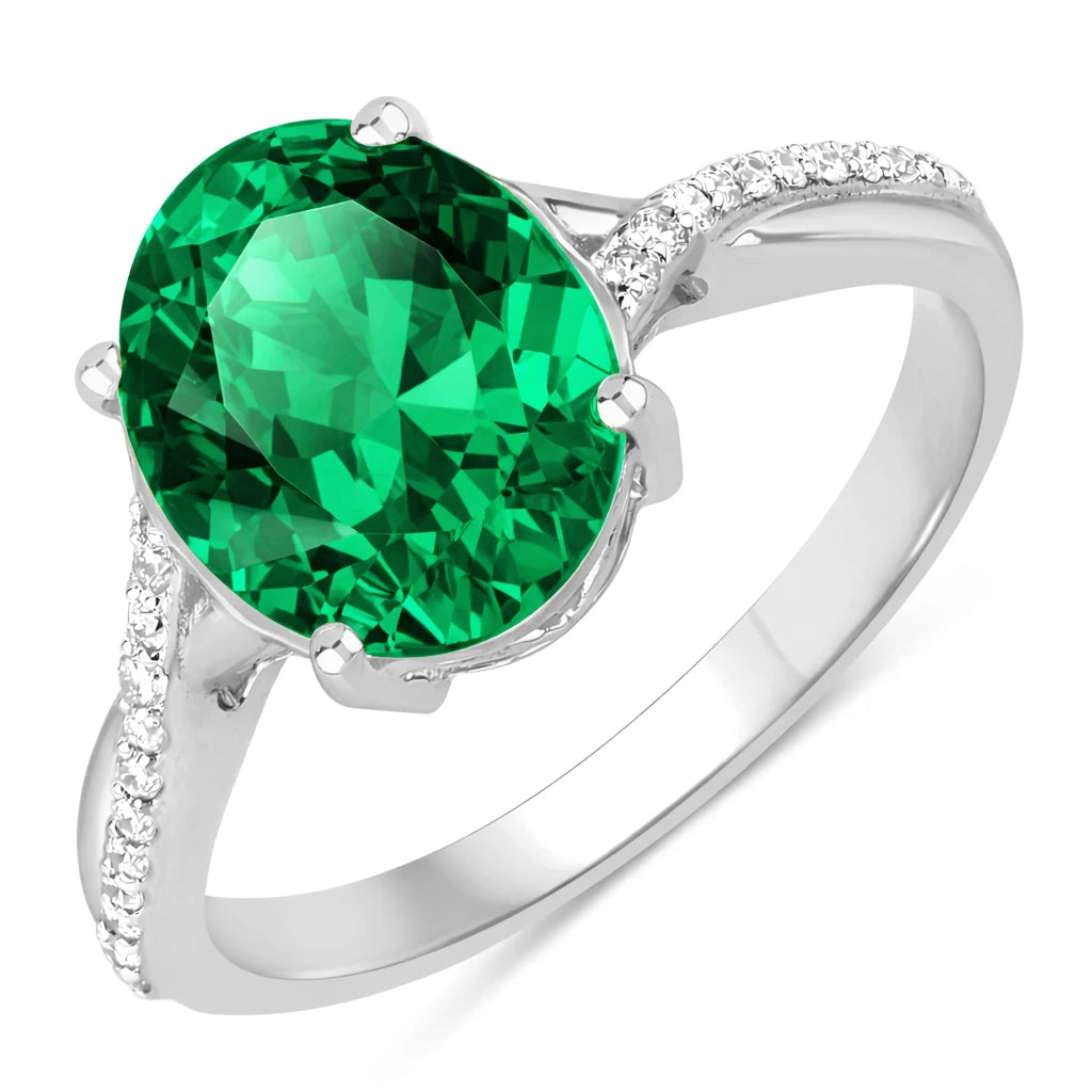 Twisted Detail Oval Cut Diamond Accent Ring