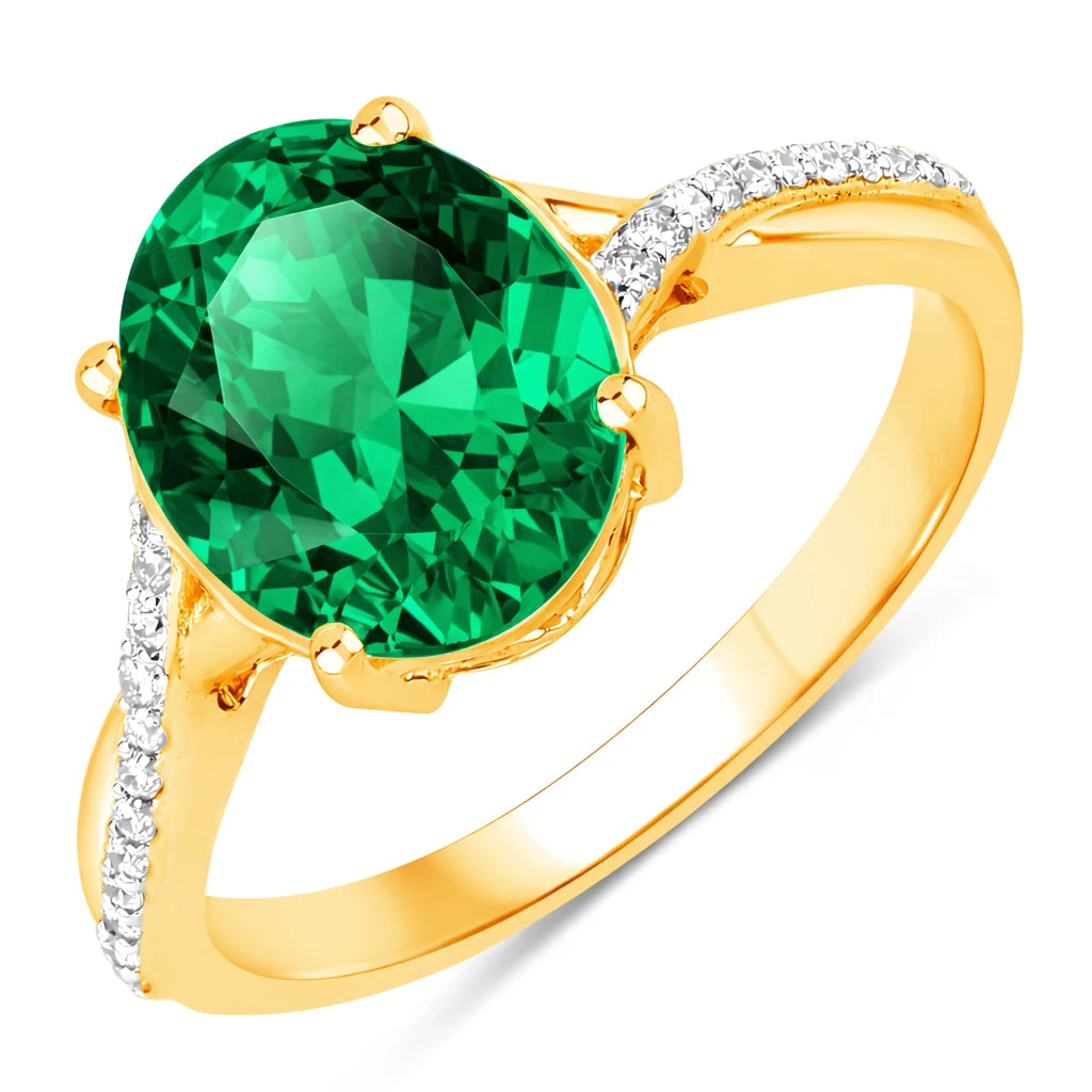 Twisted Detail Oval Cut Diamond Accent Ring