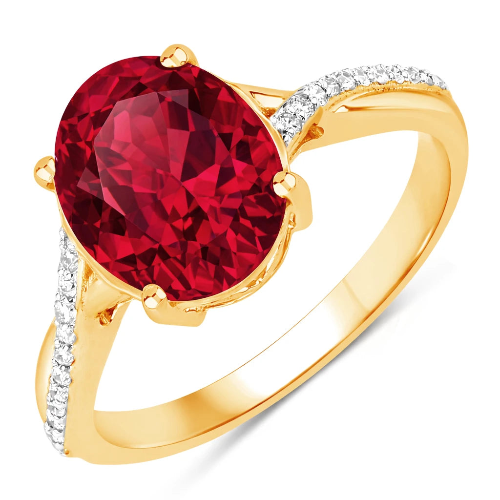 Twisted Detail Oval Cut Diamond Accent Ring