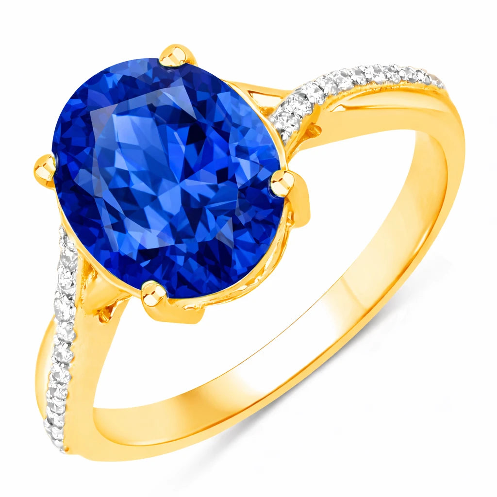 Twisted Detail Oval Cut Diamond Accent Ring