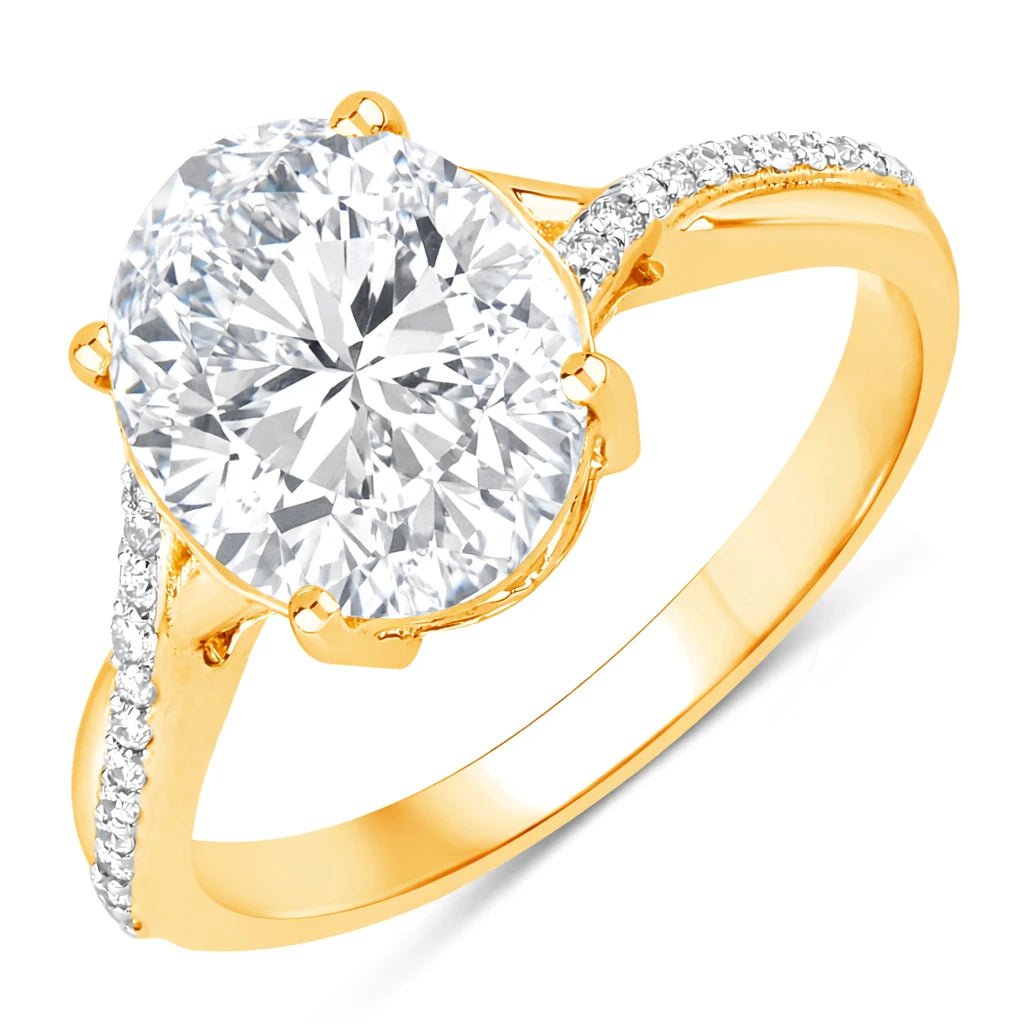 Twisted Detail Oval Cut Diamond Accent Ring