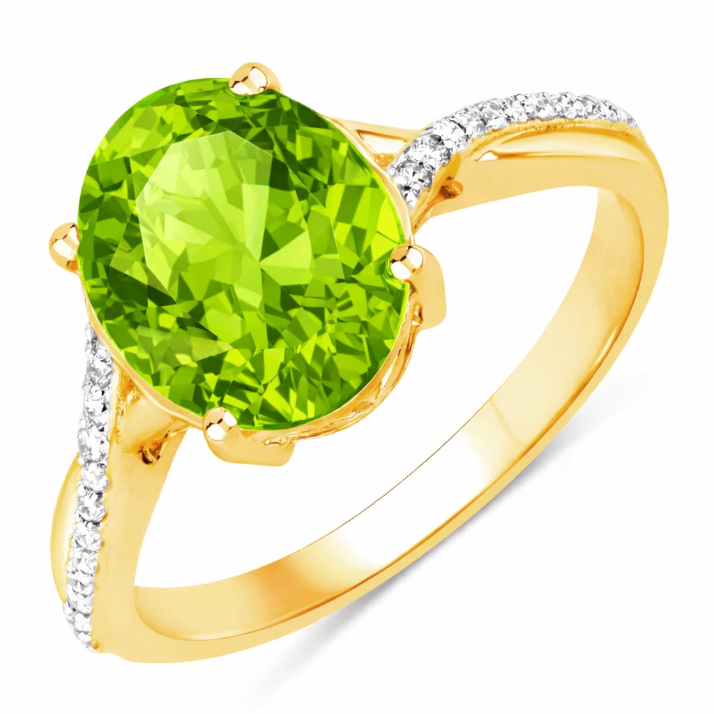 Twisted Detail Oval Cut Diamond Accent Ring