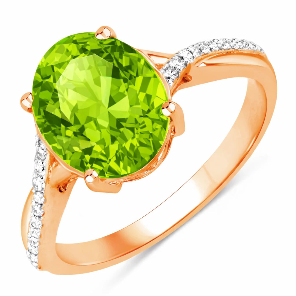 Twisted Detail Oval Cut Diamond Accent Ring