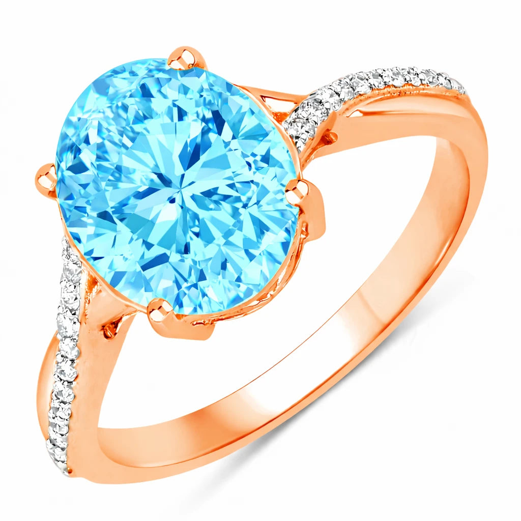 Twisted Detail Oval Cut Diamond Accent Ring
