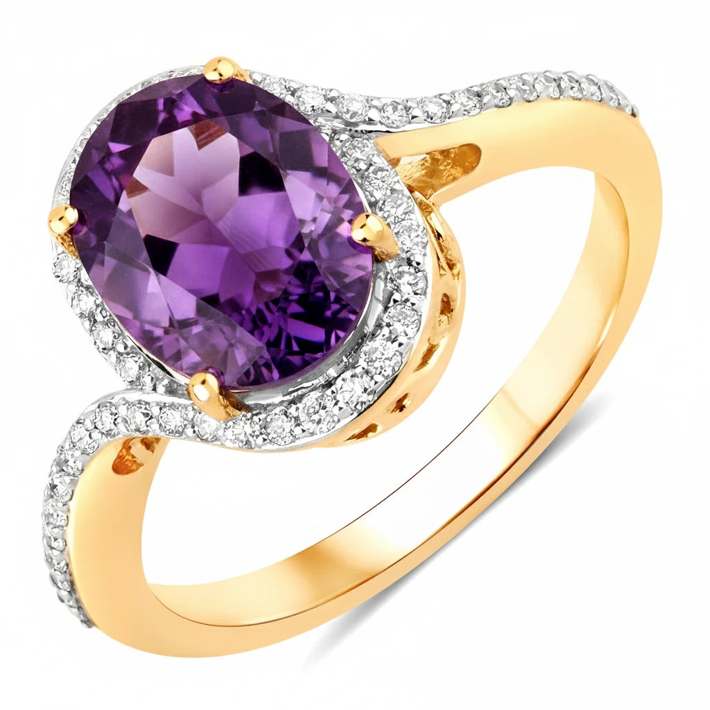 Unique Oval Cut Diamond Accent Ring