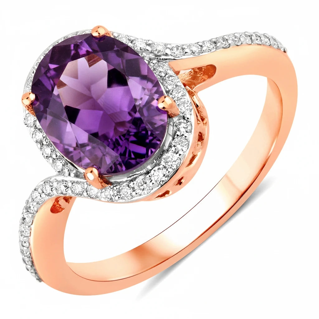 Unique Oval Cut Diamond Accent Ring