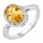 Unique Oval Cut Diamond Accent Ring