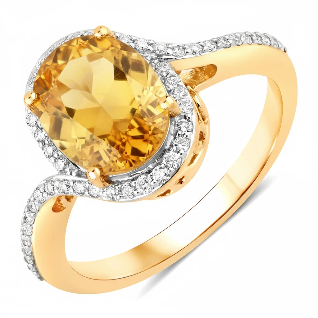 Unique Oval Cut Diamond Accent Ring