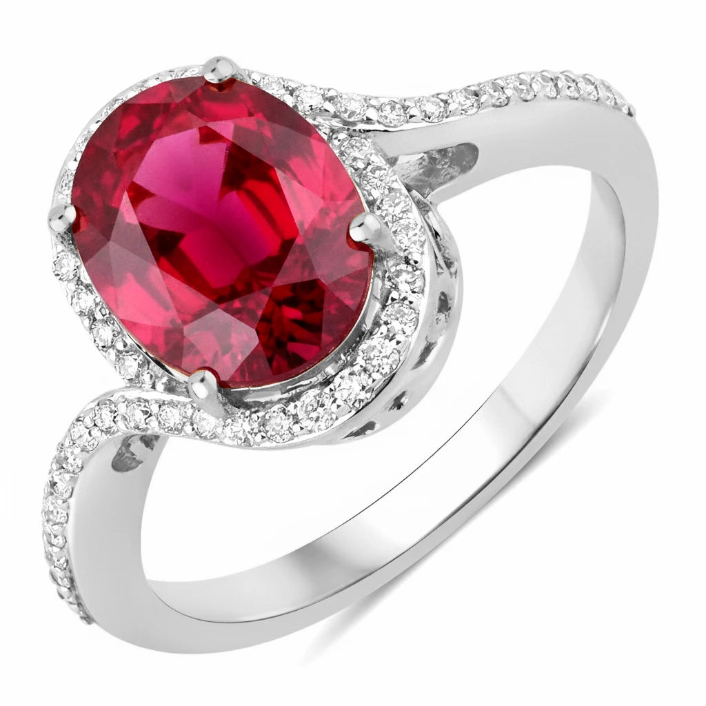 Unique Oval Cut Diamond Accent Ring