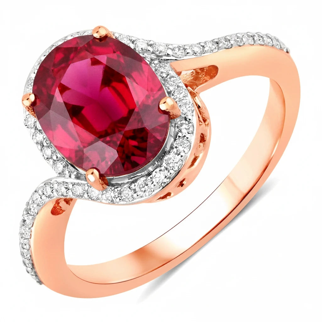 Unique Oval Cut Diamond Accent Ring