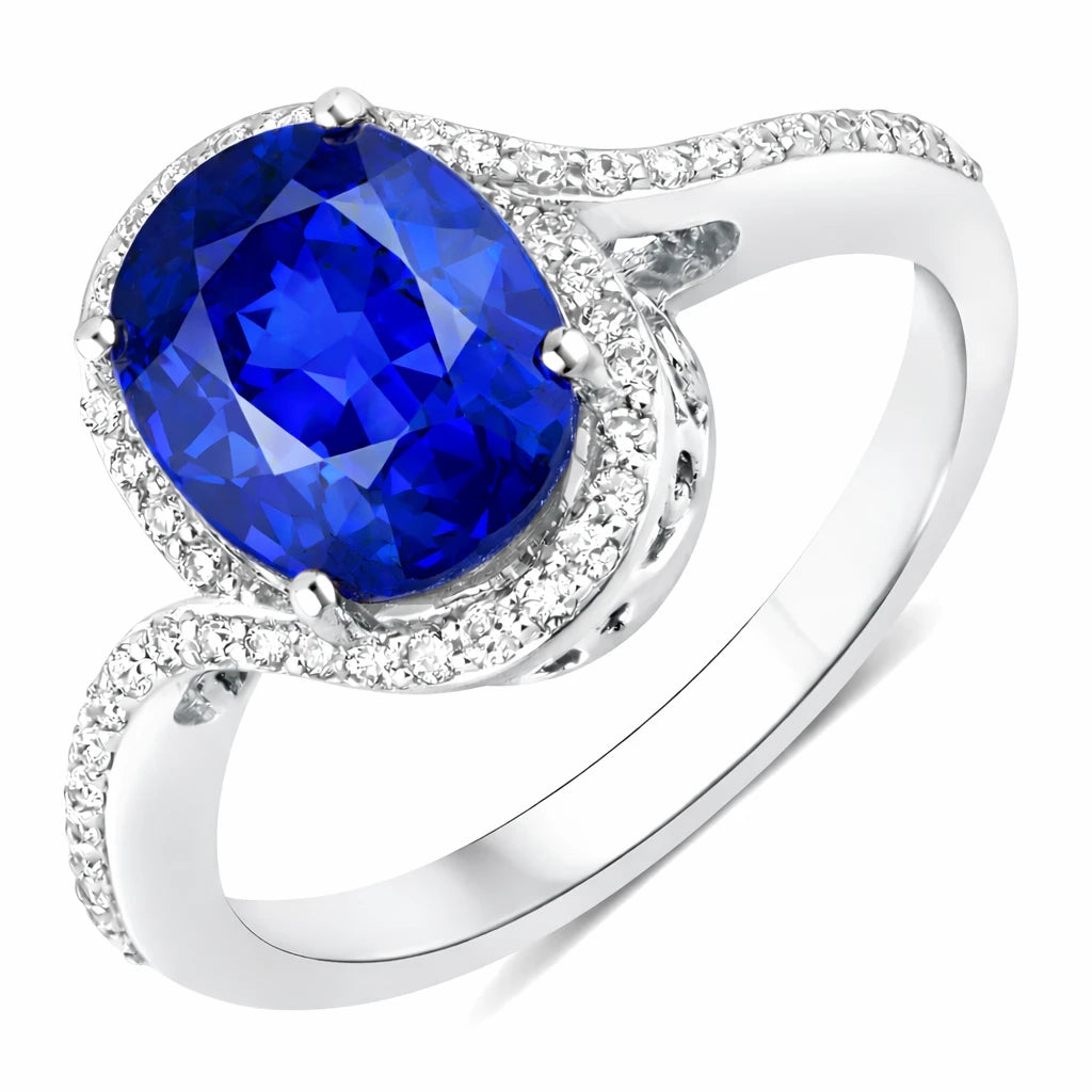 Unique Oval Cut Diamond Accent Ring