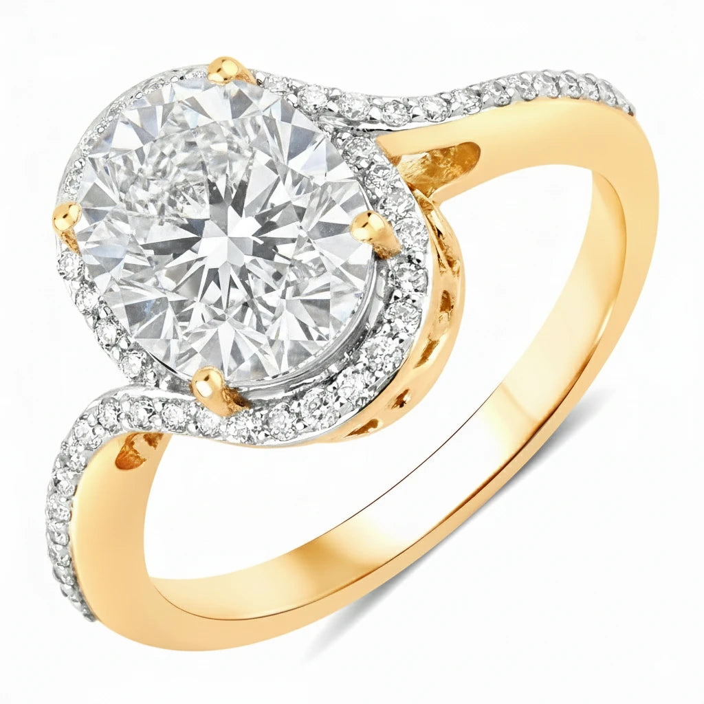 Unique Oval Cut Diamond Accent Ring