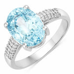 Cocktail Modern Oval Cut Diamond Accent Ring