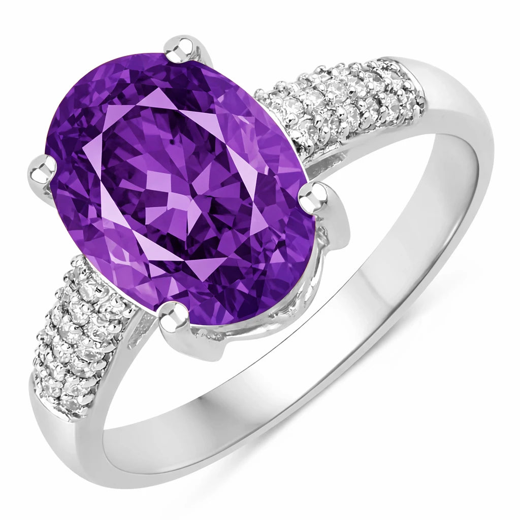 Cocktail Modern Oval Cut Diamond Accent Ring