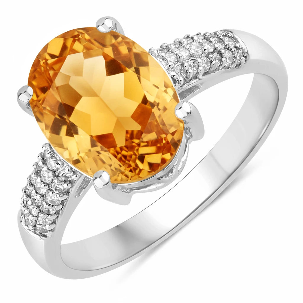 Cocktail Modern Oval Cut Diamond Accent Ring