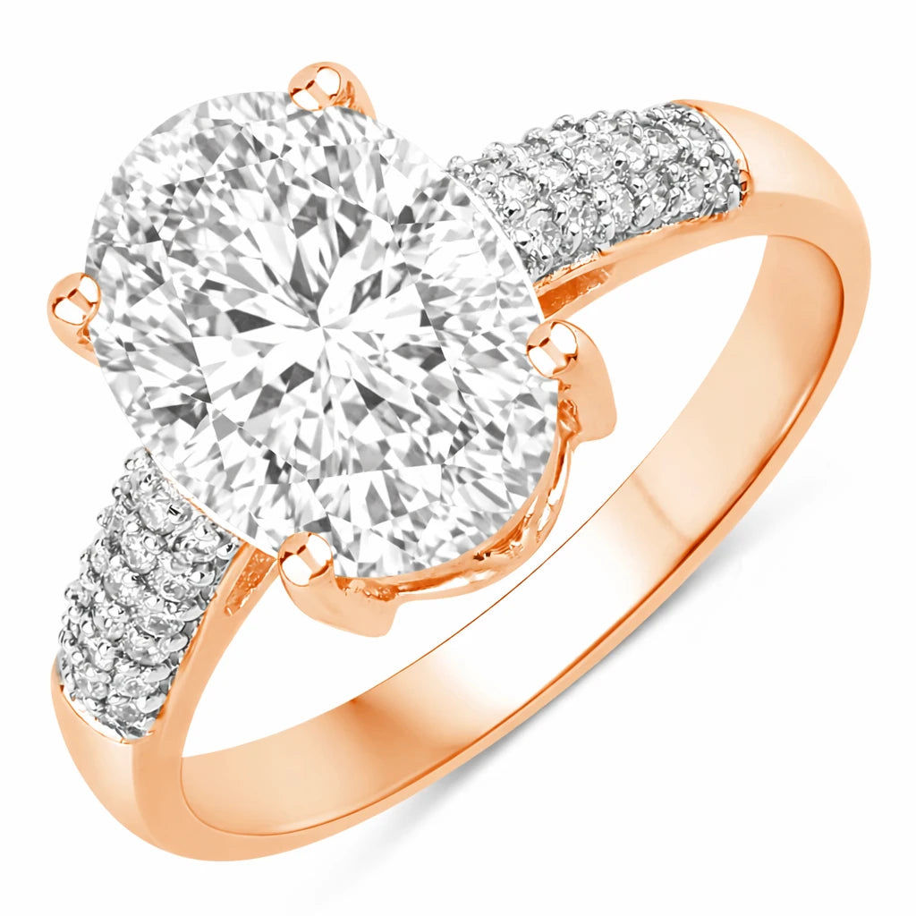 Cocktail Modern Oval Cut Diamond Accent Ring