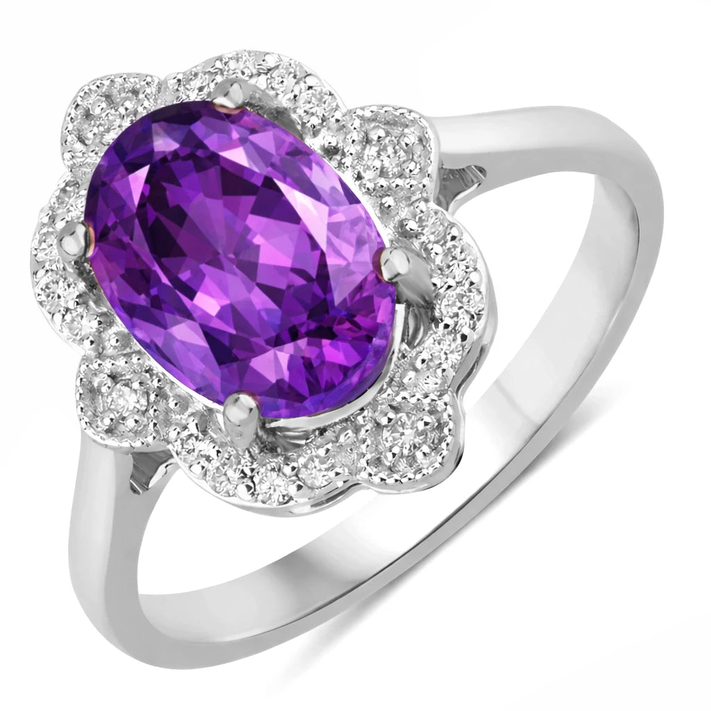 Vintage style classic Oval Cut Diamond Accent Ring