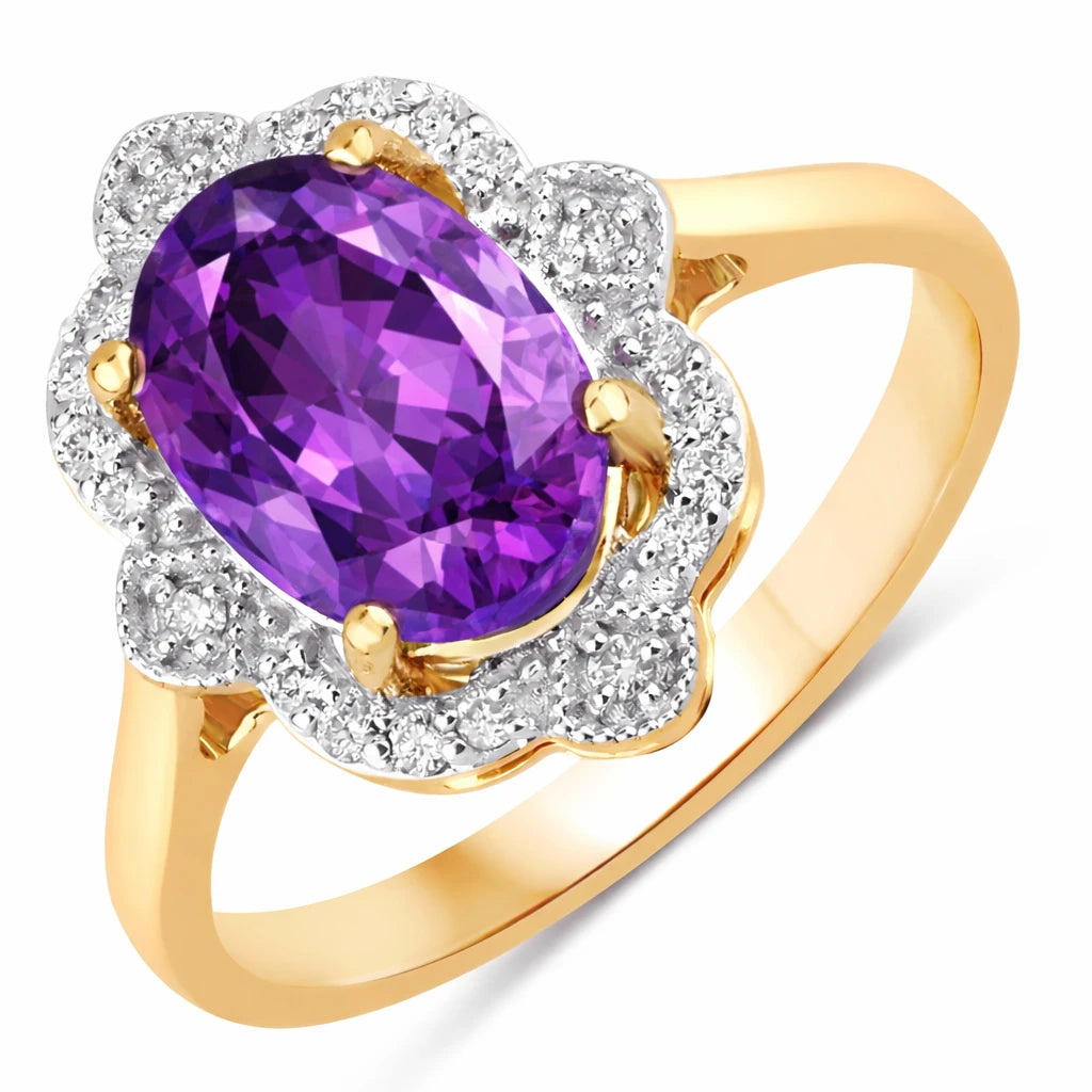 Vintage style classic Oval Cut Diamond Accent Ring