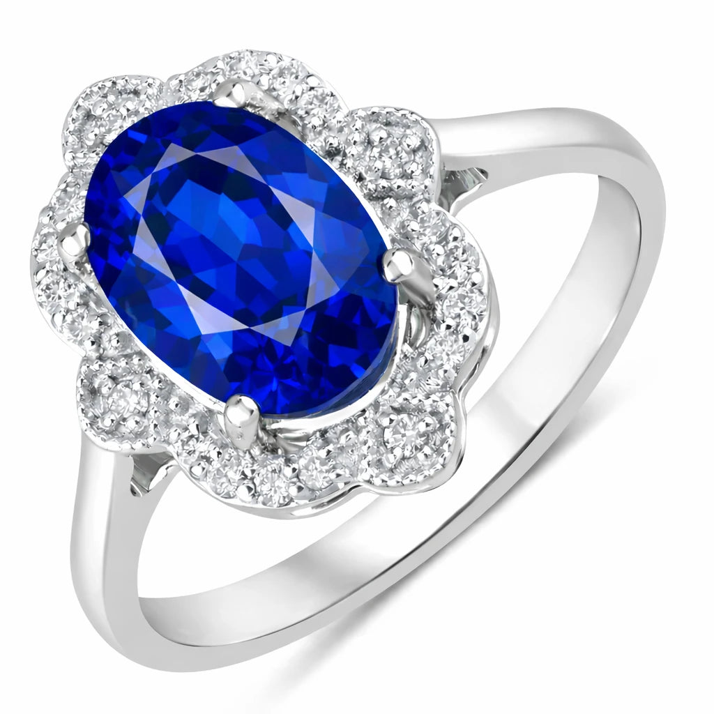Vintage style classic Oval Cut Diamond Accent Ring