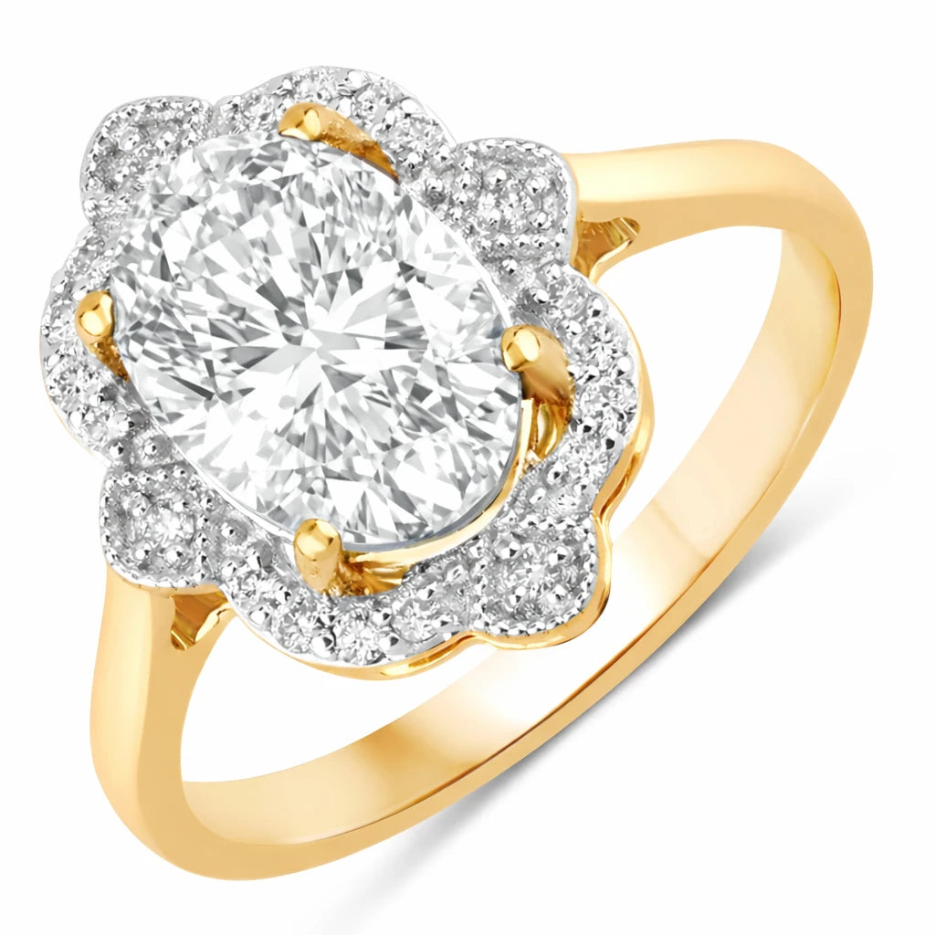 Vintage style classic Oval Cut Diamond Accent Ring