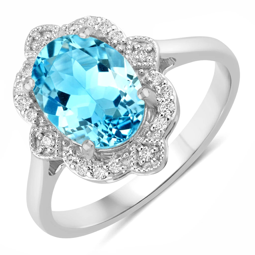 Vintage style classic Oval Cut Diamond Accent Ring