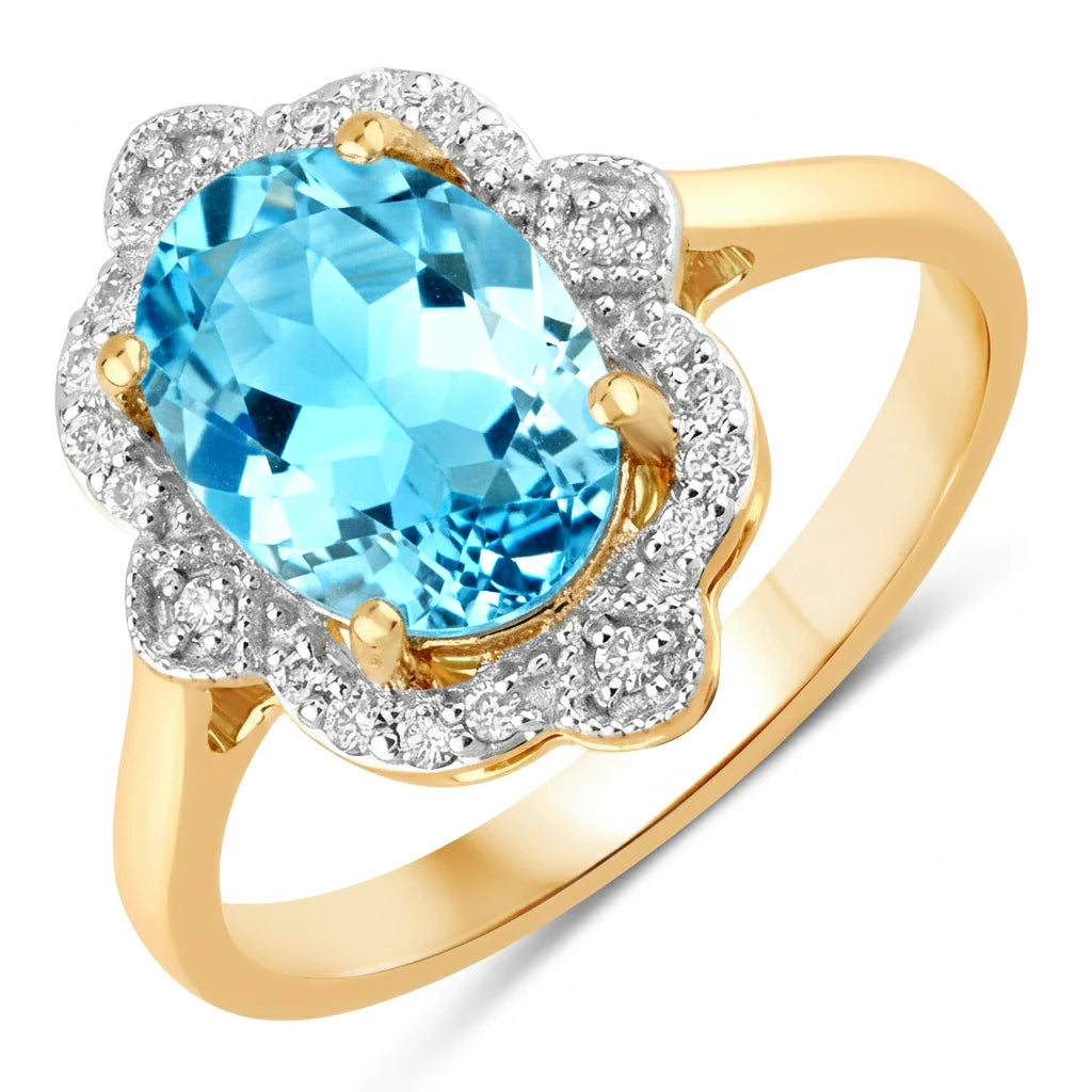 Vintage style classic Oval Cut Diamond Accent Ring