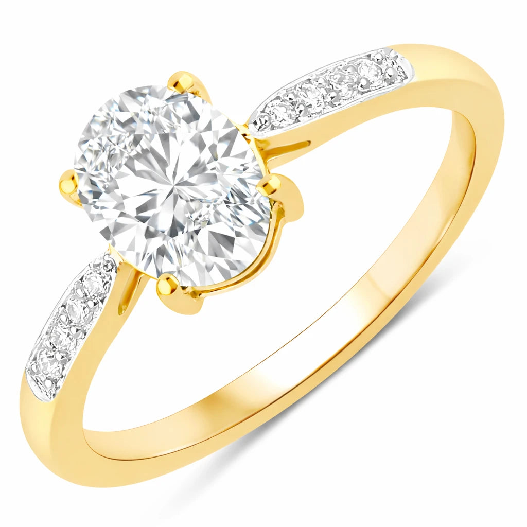 Timeless Modern Oval Cut Diamond Accent Ring
