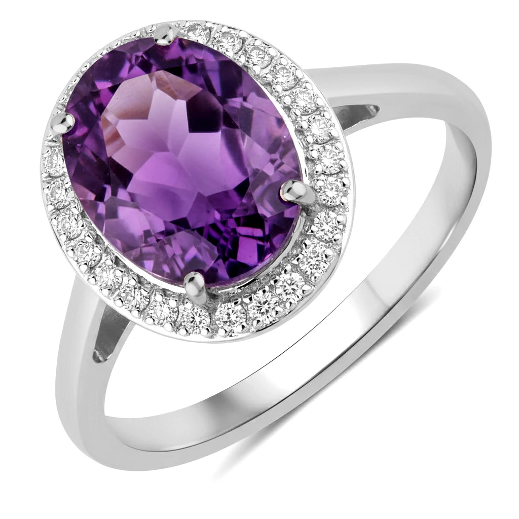 Clean Framed Oval Cut Diamond Accent Ring
