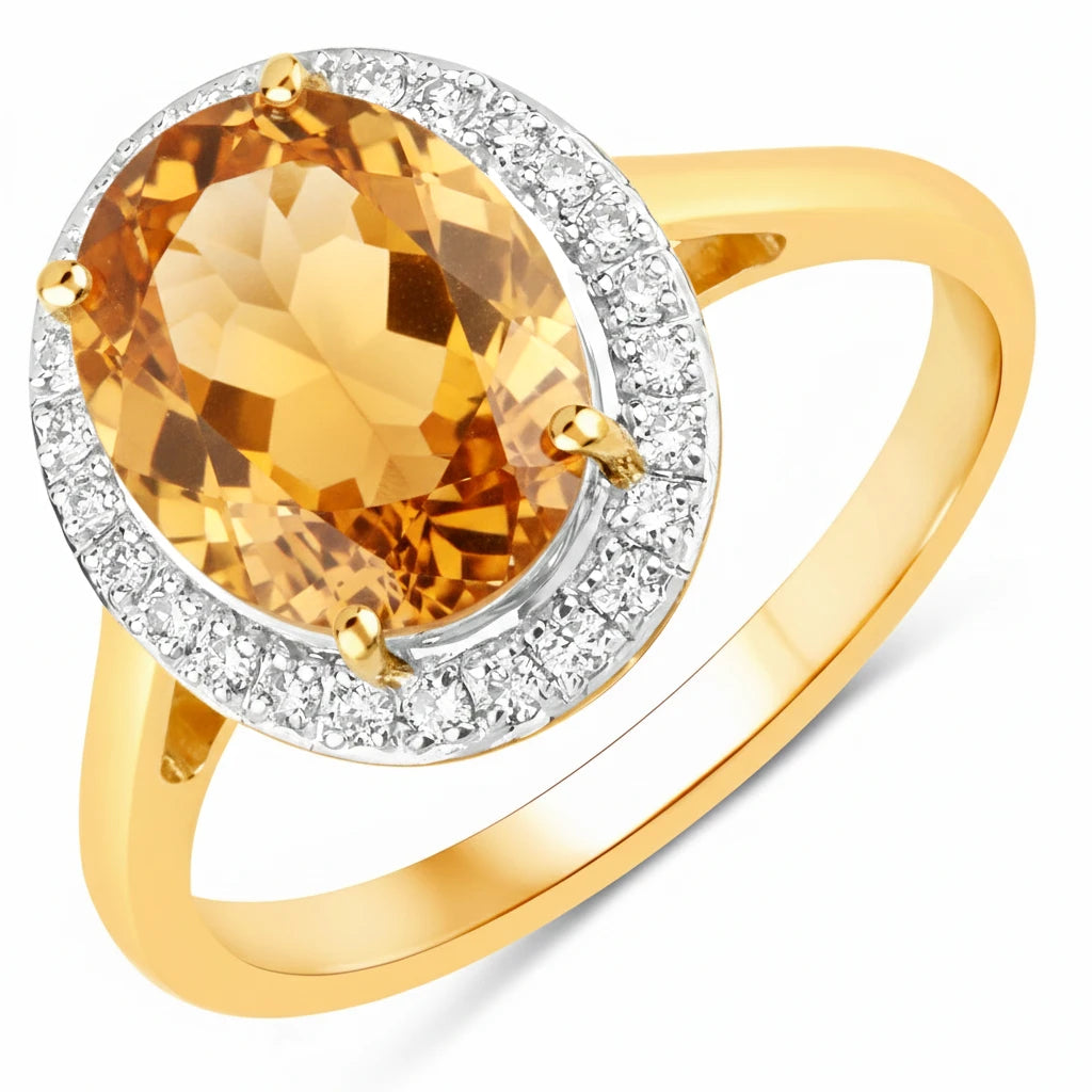 Clean Framed Oval Cut Diamond Accent Ring