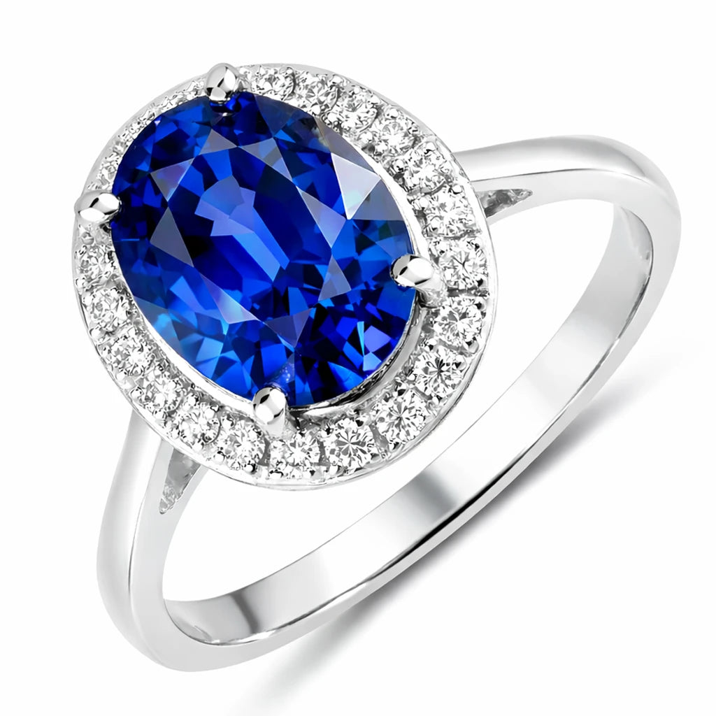 Clean Framed Oval Cut Diamond Accent Ring