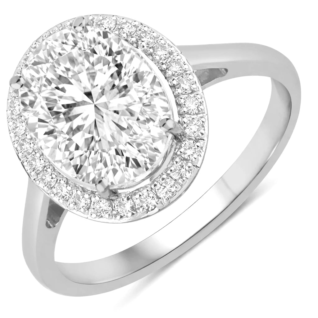 Clean Framed Oval Cut Diamond Accent Ring