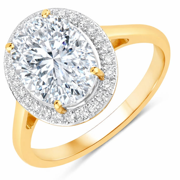 Clean Framed Oval Cut Diamond Accent Ring