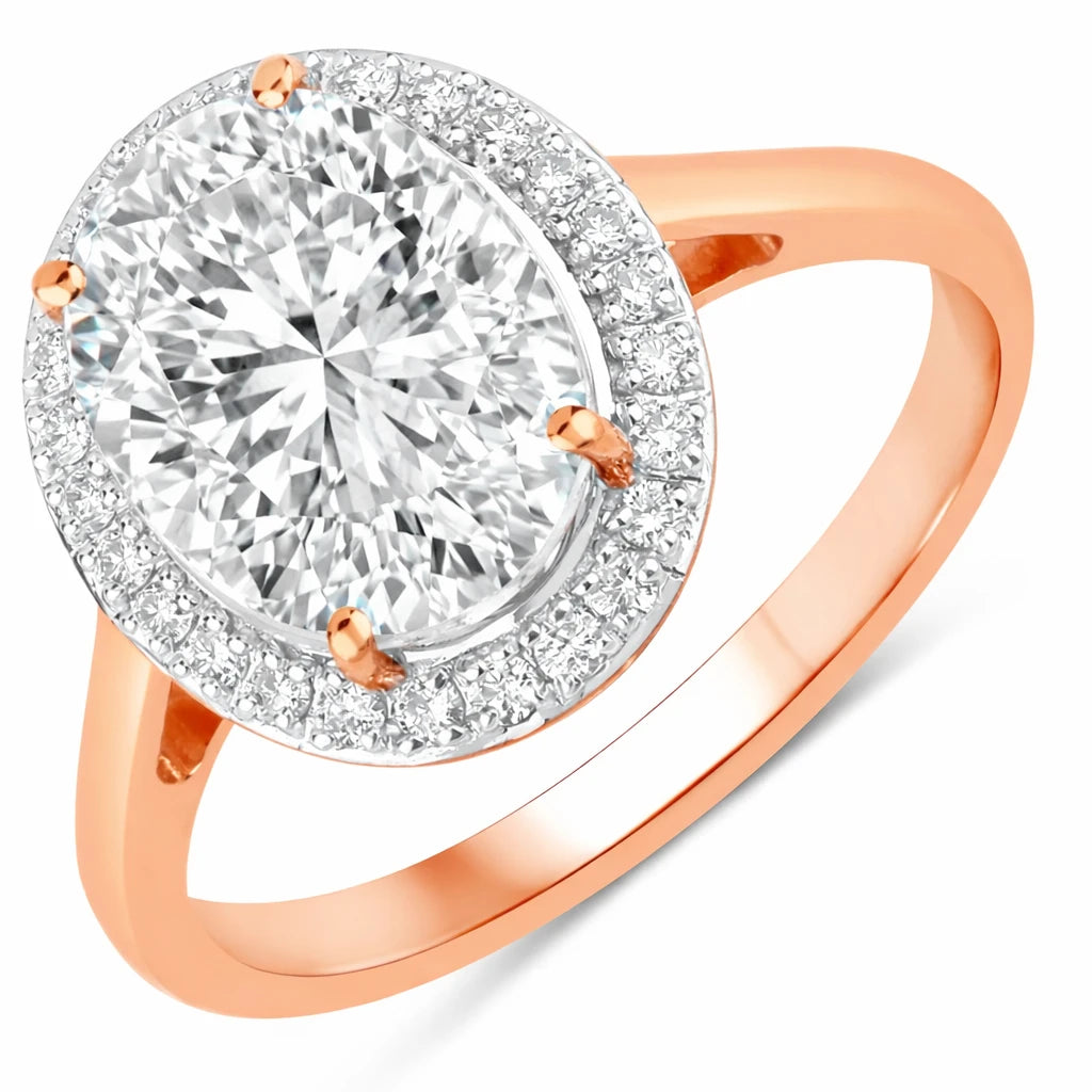 Clean Framed Oval Cut Diamond Accent Ring