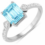 Vintage style Octagon Cut Diamond Accent Ring